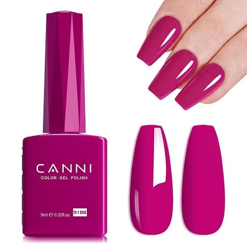 CANNI Pink Gel Polish – 1 Pc 9ML Dark Hot Pink Yellow Color, High Gloss UV/LED Soak-Off Gel Nail Polish for French Manicure, DIY & Salon Quality for Girls & Women - Image 1
