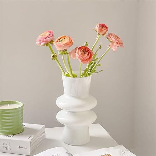 JSPYFITS Modern Glass Vases, 7.87" Tall Four-Layer Glass Vase Bubble Flower Vases Decorative for Home Décor, Decorative White Glasses Table Vase for Wedding Housewarming Gift thumbnail 9