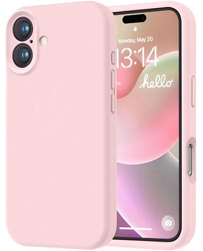 LOVE 3000 Designed for iPhone 16 Case, Premium Silicone with [Soft Anti-Scratch Microfiber Lining] Shockproof Protective Phone Case for Men Women Girls 6.1", Chalk Pink - Image 1