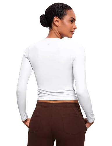 CRZ YOGA Softembrace Long Sleeve Shirts for Women Soft Crew Neck Fall Basic Tight Tops Fitted Casual Going Out T-Shirts thumbnail 2