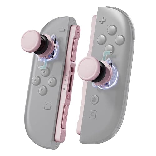 eXtremeRate Replacement 3D Joystick & Thumb Grips & Side Rail Shell Buttons for Nintendo Switch 2 JoyCon, Console Rail Stickers Left Right Analog Thumbsticks Caps for Switch 2 - Cherry Blossoms Pink - Image 1