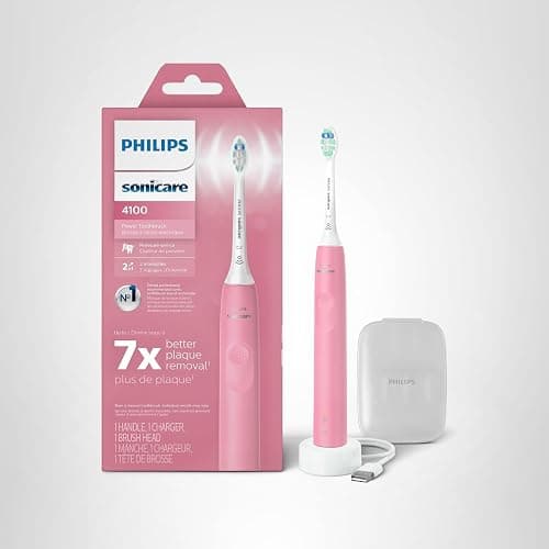Philips Sonicare 4100 Rechargeable Electric Toothbrush, Advanced Plaque Removal, Pressure Sensor, Includes Brush Head Case, Deep Pink BD5004AZ thumbnail 11
