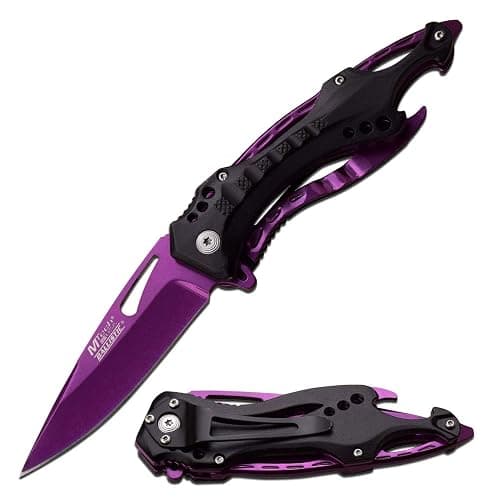 MOON KNIVES MTech USA Purple Blade Hunting Camping Tactical Rescue Pocket Knife MT-A705PE - Image 1