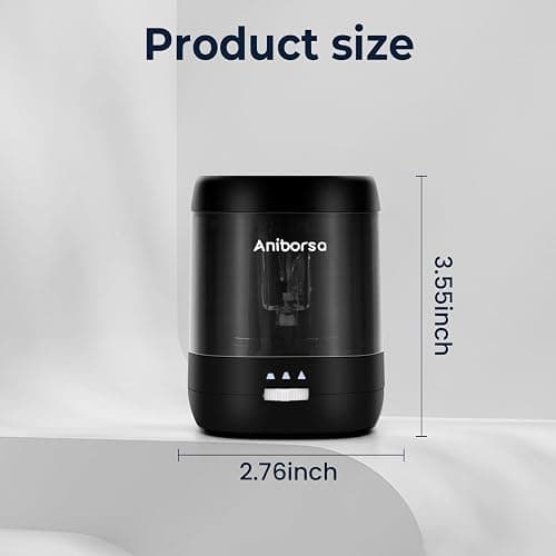 Aniborsa Electric Pencil Sharpener, USB & Battery Operated, Adjustable Nibs, Automatic Pencil Sharpener for Kids, Classroom, School, Home, Office, Black thumbnail 2
