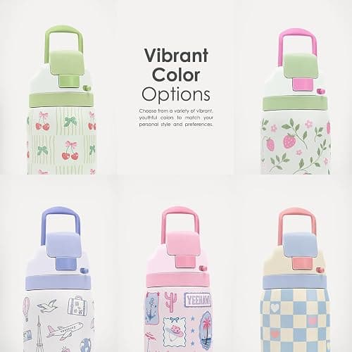 Lemon Stainless Steel Water Bottle, Vacuum Insulated, Push-Button Lid, 32 oz, Gifts for Women Girls Friends Teens Birthday Christmas thumbnail 6