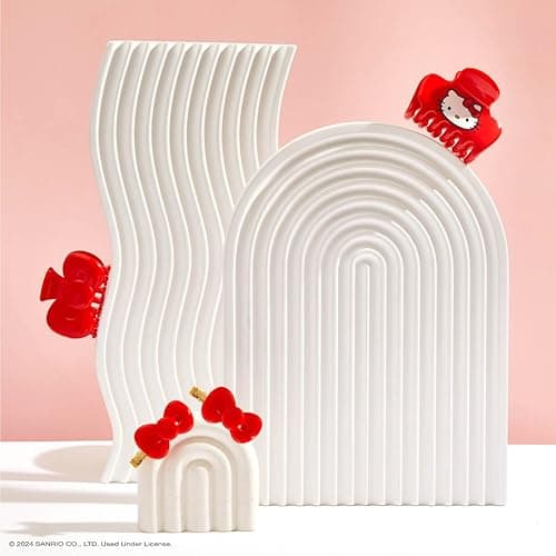 Hello Kitty x Kitsch Creaseless Hair Styling Pins - No Crease Clips for Makeup & Hairstyling | Pin Curl Hair Pins, 2pc Set - Red Kitty Bow thumbnail 7