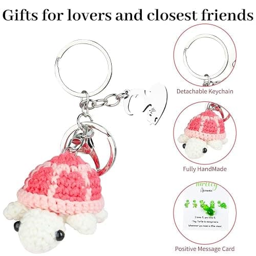 2pcs Turtle Keychain for Lovers Women Cute Crochet Key Chains for Handbags Tote Bags Car Charms Purse Backpacks Personalized thumbnail 5