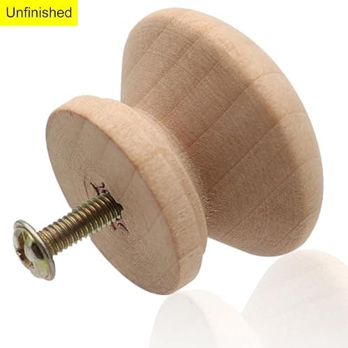 Cangder 20Pcs Wooden Cabinet Knobs Unfinished Wood Knobs for Dresser Mushroom Drawer Knobs Pulls Handles (1.3" Dia., 1" Height, with Screws) thumbnail 5
