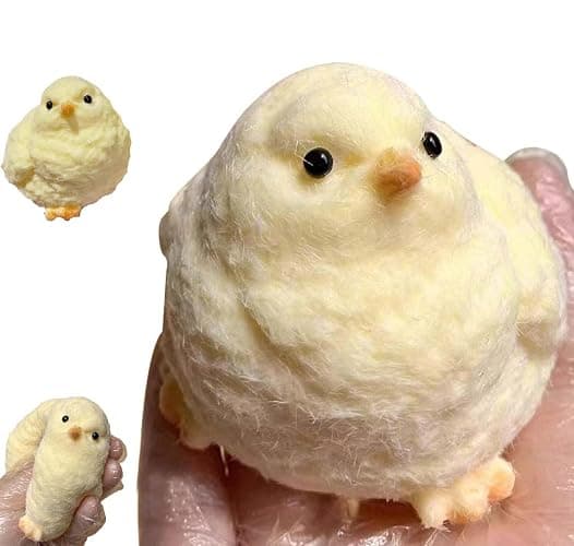 CYICTOY Animal Chick Squeeze Toy, Handmade Taba Squishy Chick, Yellow, Compact, All Ages, Non-toxic, 2"W x 2.5"L x 2.5"H - Image 1