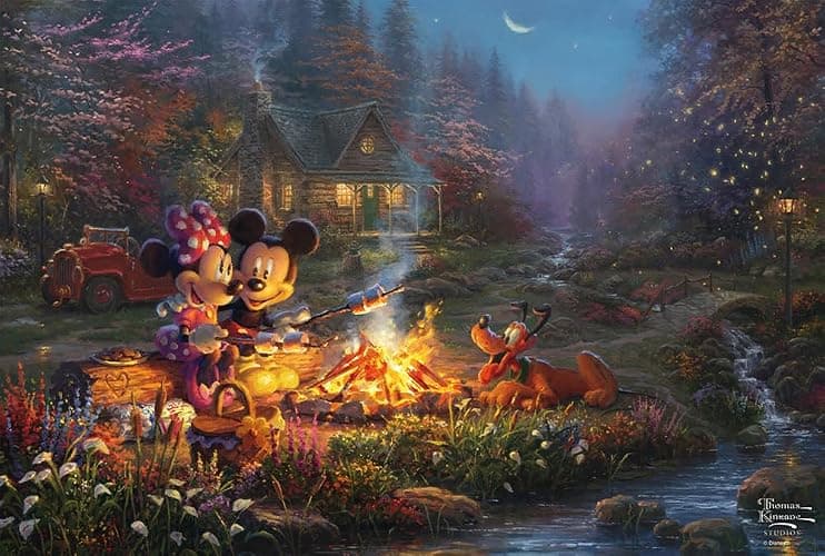 Schmidt Spiele 56558 Thomas Kinkade, Disney, Topolino e Minnie, Sweetheart Campfire, Puzzle da 200 pezzi - Image 1
