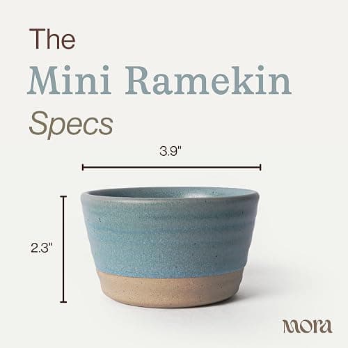 Mora Mini Ramekins Set of 4, 8oz Ceramic Pottery Baking Dishes - Iris thumbnail 3
