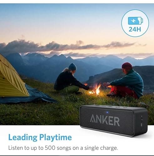 Anker Soundcore Upgraded Bluetooth Speaker with IPX5 Waterproof, Stereo Sound, 24H Playtime, Portable Wireless Speaker for iPhone, Samsung and More (Black) thumbnail 8