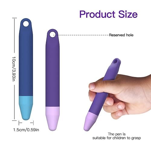 Kid-Friendly Pens for Touch Screens - 2 Pack of Purple and Blue Stylus Pens Compatible with Kindle, iPad, iPhone thumbnail 3