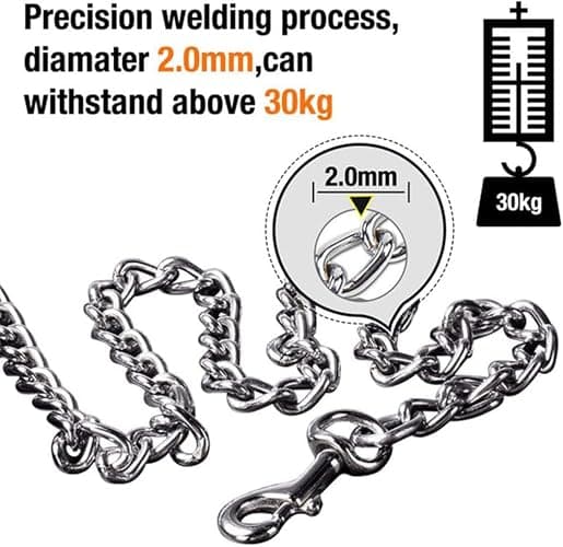 Chain Leash for Small Dogs, Heavy Duty Metal Dog Lead Durable Strong Chew Proof Puppy Leashes for Small Medium Large Breed Pet Dogs, 2.0mm * 4ft Black Handle thumbnail 4