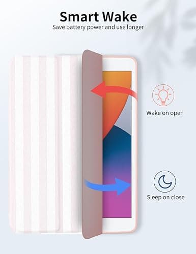 Jngnpn Case for iPad A16 11th Generation 11 Inch 2025, iPad Case 10th Generation 10.9 Inch 2022, Slim Lightweight Soft Trifold Back Cover with Pencil Holder & Auto Sleep/Wake Cover,Pink Stripes thumbnail 5