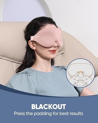 MZOO Luxury Sleep Eye Mask for Side Sleeper Men Women, Zero Eye Pressure 3D Sleeping Mask, Light Blocking Patented Design Night Blindfold, Soft Eye Shade Cover for Travel, Pink thumbnail 4