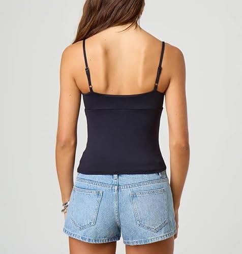Giraropa Women Summer Basic Cami Shirt Sexy Sleeveless Spaghetti Strap V Neck Tank Top Y2K Slim Fit Going Out Crop Tops thumbnail 4