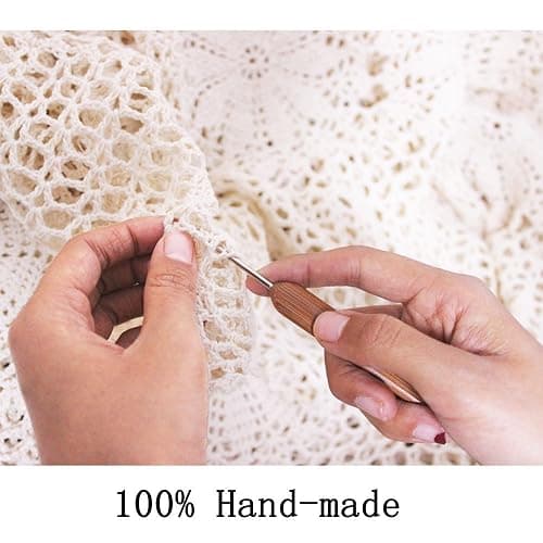 KEPSWET Cotton Handmade Crochet Lace Table Runner Beige Rectangle Coffee Table Dresser Decor (14x36 inch) - 14"x72" Olive Green thumbnail 7