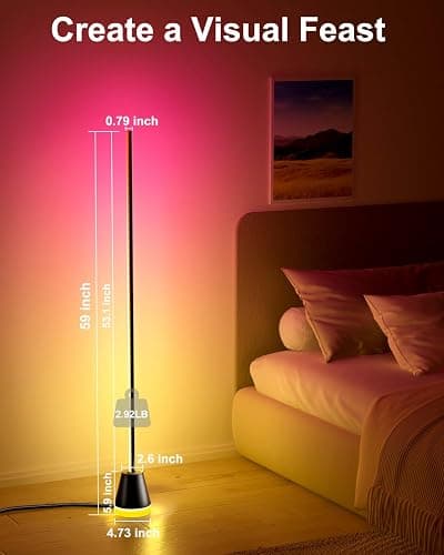 Keepsmile Smart RGB LED Corner Floor Lamp,172 LEDs Bright Standing Lamps for Living Room with APP and Remote,Modern Floor Lamp with Music Sync and 16 Million Colors, Ambient Lighting for Bedroom - Black thumbnail 7