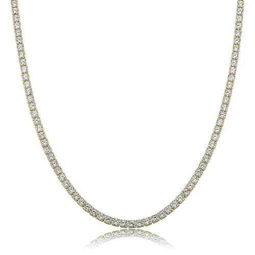 REHANDLE Dainty Tennis Necklaces for Women 14K Gold Plated Thin CZ Tennis Necklace Faux Diamond Tennis Chain Adjustable Tennis Choker Necklace for Women Necklace for Prom Mothers Day Gifts thumbnail 6