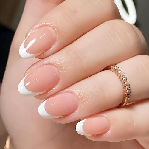AddFavor French Tip Press on Nails Short Oval Fake Nails, 120pcs White French Tips Nails Press on Medium Almond False Acrylic Nails for Women and Girls thumbnail 2