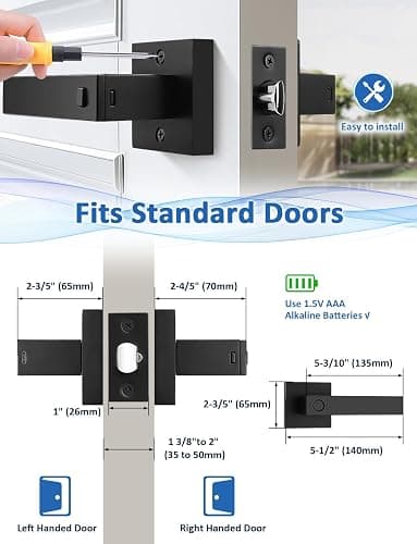 Tinewa Fingerprint Door Lock, Biometric Door Knob with Smart Lock, Keyless Entry Door Handle Lock with App, Bedroom, Office, Hotel, Pantry thumbnail 9