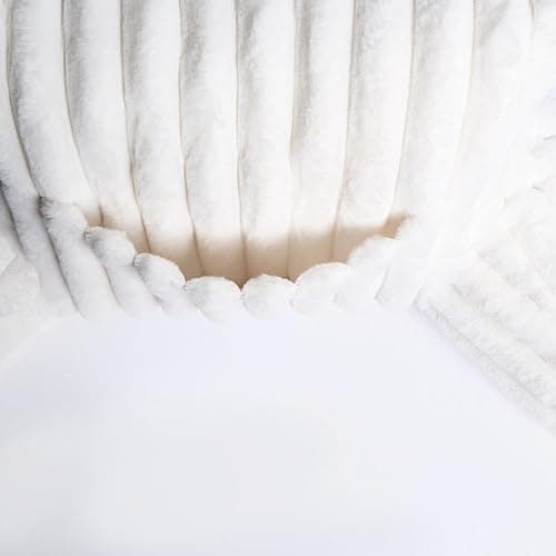 OHS Reading Pillow Ribbed Faux Fur, Heatable Pocket Super Soft Cosy Reading Cushion for Adults Snuggle Relaxing Bed Armchair Pillow Back Support, Cream thumbnail 9