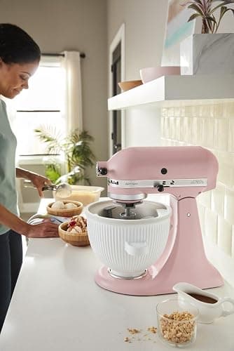 KitchenAid Ice Cream Maker Attachment for Stand Mixer, 2 Quart, KSMICM, White - Image 1