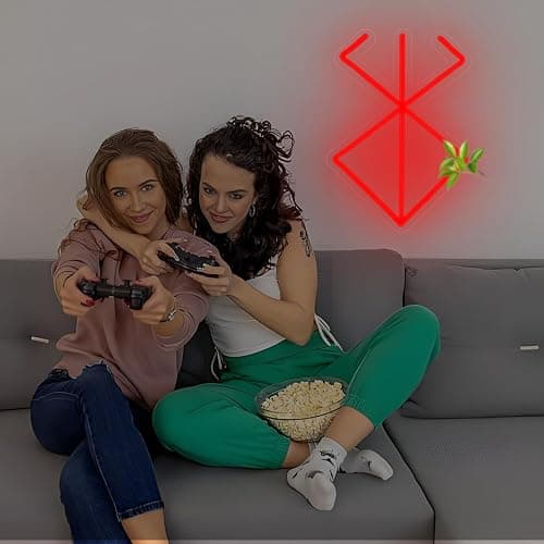 Brand of Sacrifice Neon Sign Anime Neon Light Up Sign for Wall Decor Dimmable LED Signs for Room Man Cave Bedroom Bar Party Neon Wall Decoration Gifts for Men - White+Red thumbnail 5