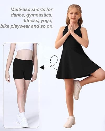 Haloumoning Girls Sleeveless Tennis Dress Kids Racerback Golf Dress School Sports Dresses Outfit with Shorts Pockets thumbnail 6