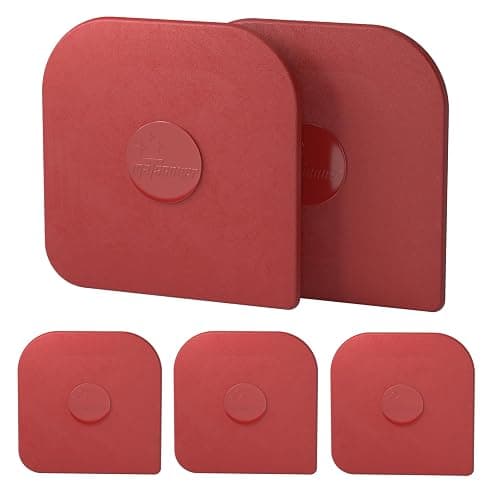 Pan Scraper, 5 Pcs Pot Scraper Plastic, Pot Scraper Non Scratch for Cast Iron, Pot and Pan Cleaning, Sturdy Scraper Kitchen Tool, Red - Image 1