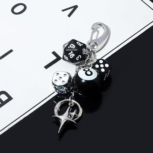FunBoat Magic 8 Ball Cute Dice Charm Keychain Cute Backpack Purse Bag Hangings Accessories, Y2k Key Chain Gift Aesthetic thumbnail 4