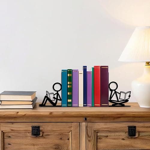 Metal Decorative Bookends Unique Cool Home Desk Bookend Funny People Books Ends Bookshelf Decor for Library Office School Livingroom Ideal Gifts for Book Lovers thumbnail 7