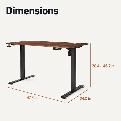 Amazon Basics Electric Standing Desk, Height Adjustable Home Office Desk, Black/Walnut Effect thumbnail 2