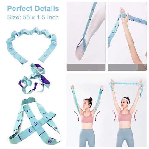 Meishen Nitpicker Stretching Straps Hamstring Stretcher Device Elastic Exercise Band Yoga mat Carrying Straps Leg Exercise Equipment Stretching Strap with Loops for Flexibility Stretch Strap 11 Loops thumbnail 6