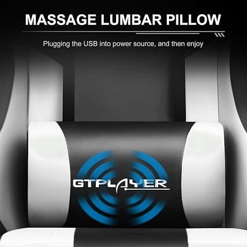 GTPLAYER Gaming Chair, Computer Chair with Footrest and Lumbar Support, Height Adjustable Game Chair with 360°-Swivel Seat and Headrest and for Office or Gaming (Snow White) thumbnail 3