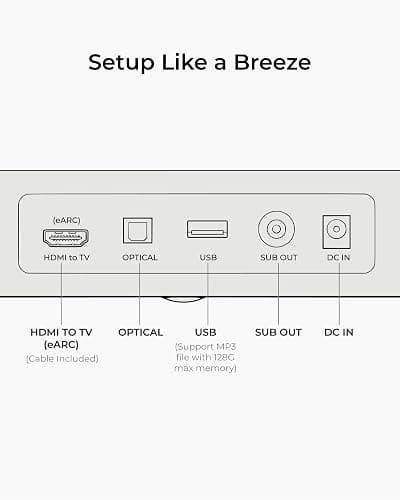 ULTIMEA 3.1.2ch Sound Bar with Subwoofer, Dolby Atmos, Surround Sound System for TV, BT 5.4, HDMI eARC, Soundbar with 6.5" Subwoofer for Home Theater, Skywave F30 Boom thumbnail 11