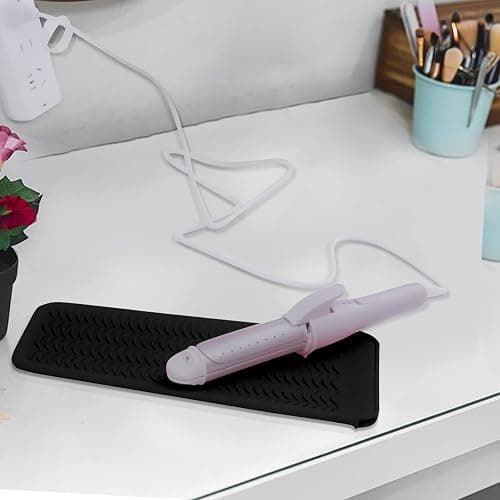 1Pack Silicone Heat Resistant Mat Pouch for Hair Straightener, Curling Iron, Flat Iron and Hot Hair Tools Black thumbnail 8