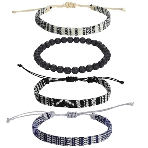 Beach Bracelet Set for Men and Women, Surfer Men Bracelet, Braided Boho Summer Bracelets Adjustable Men's Bracelet Handmade Women Bracelet String Rope Ankle Bracelets Birthday Gift - Image 1