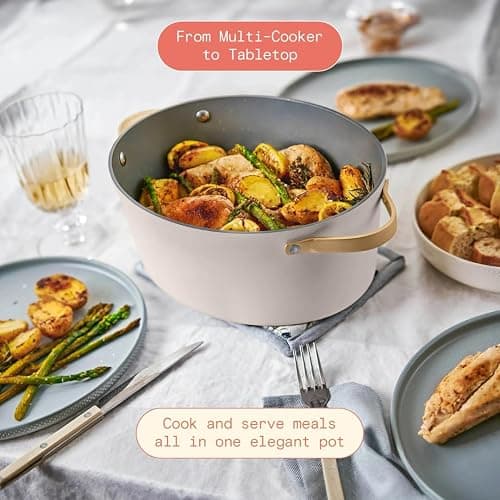 Beautiful 10-in-1 Electric Multi-Cooker by Drew Barrymore, 6-quart, digital display, 10 cooking functions, non-stick pot, easy one-touch control (Porcini Taupe) thumbnail 7