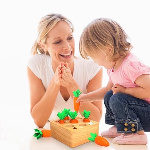 Montessoritoys for 1 Year Old, Wooden Toys Developmental Shape Sorting & Matching Puzzle Carrots Harvest Game, Birthday Gifts for Toddlers Babies Boys and Girls 6-12 Months Christmas thumbnail 2