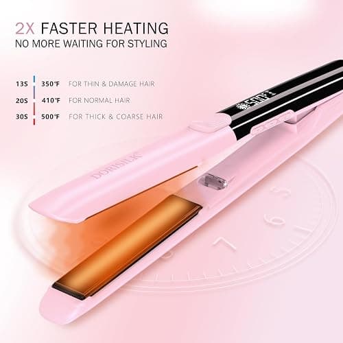DORISILK 500 Degree High Temp Professional Hair Straightenr ， Ceramic Wide Flat Iron ，2 in 1 Hair Straightener and Curler，Plasma Flat Iron Hair Straightener Get Frizz-Free and Shiny (Purple) thumbnail 3