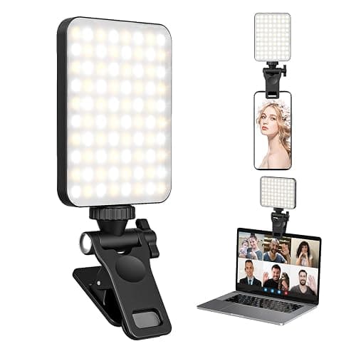 XINBAOHONG Rechargeable Selfie Light, Clip Fill Light for Phone Laptop Tablet Portable Light for Video Conference Live Streaming Zoom Call Makeup Picture (Black) - Image 1