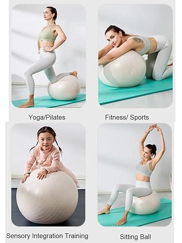 YR Exercise Ball 65cm/75cm for Stability, Pregnancy, Workout & Physical Therapy - White thumbnail 5
