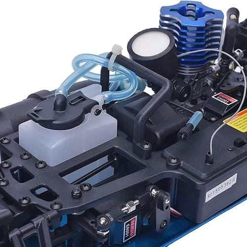 BINGXMF Nitro RC Cars 1/10 Two Speed Nitro Gas Power Car for Adults - Fast Drift 4WD 80KM/H Metal Chassis Gas Off Road Short Course Truck (Black) thumbnail 8