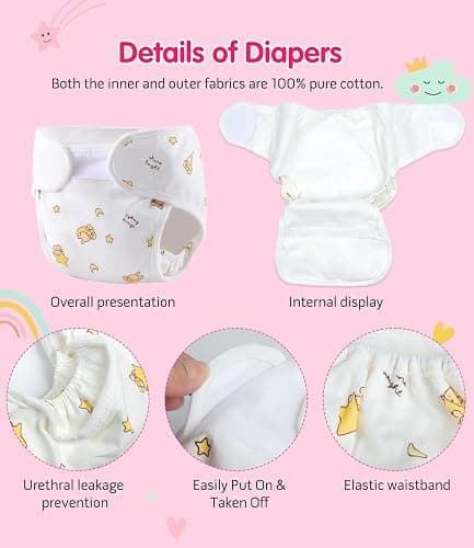 Reborn Baby Doll Accessories, 4-Pack Reusable Diapers for 17-24 Inch Dolls | Soft cotton-blend doll diapers for nurturing play; reusable and hand washable. Four assorted prints ship at random. thumbnail 2