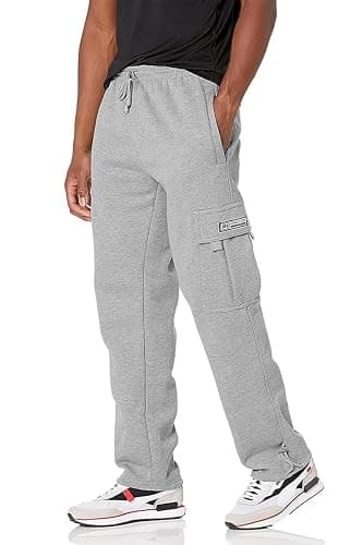 Men's Cargo Sweatpants Casual Fleece Joggers Loose Fit Open Bottom Athletic Pants for Men with Pockets thumbnail 6
