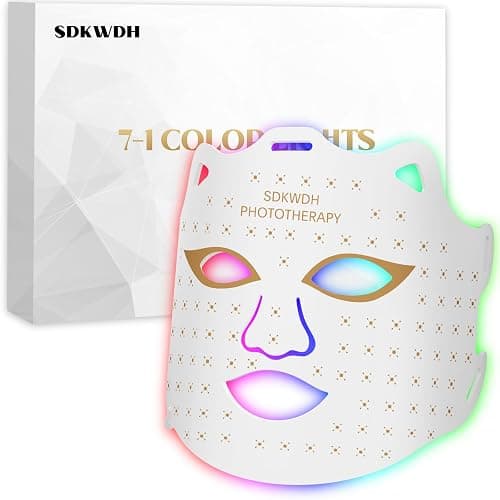 SDKWDH Red Light Mask for Face, 7-1 Colors Facial Care Mask, 850nm Infrared & Red Light Masks, Ergonomic Design for Home & Travel, White - Image 1