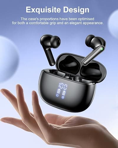 HUIFU Wireless Earbuds, Bluetooth Ear Buds Headphones, 40H Long Playtime, Stereo Deep Bass, LED Power Display, IPX7, Lightweight in Ear Earphone with Mic for iPhone Android Phone thumbnail 7
