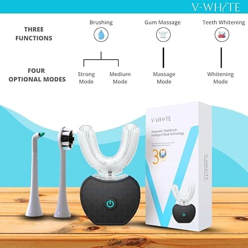 V-WHITE Adults Auto Brush Ultrasonic U-Shaped Toothbrush – 360° Teeth Cleaning, Hands-Free Electric Autobrush – Gum Protection, Waterproof IPX7, Wireless Charging thumbnail 9
